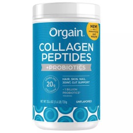 Orgain Collagen Peptides + Probiotics, Unflavored, 1.6 lbs