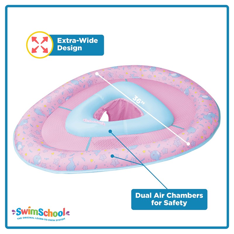 SwimSchool Lil’ Narwal Baby Pool Float - 6-24 Months - Infant Swim Float with