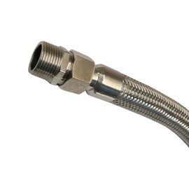 Compressor Jumper Hose, 1" NPT Male x 20"Length,750°F, 450 PSI， Both Sides Fittings Rotate Freely, Flexible Whole body Stainless Steel Metal Hose