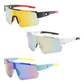 VARKAGE Sonnenbrille Fahrradbrille, 3 Stück Fahrrad Sonnenbrille, Fahrradbrille Herren Damen, Schnelle Brille Rave, Fahrradbrille Polarisiert UV400 Sport Sonnenbrille für Outdoorsport Radfahren Fahren