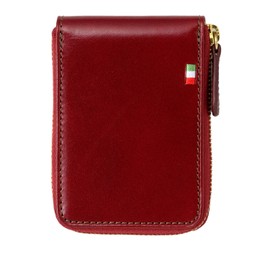 Milagro CAS515 Tamponato Leather Round Zipper Box Coin Case (Mini Wallet, Coin Case, Men's, Leather, Coin Purse, Women's, Box-shaped Coin Purse), red (burgundy)