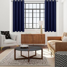 DWCN Navy Blue Short Curtains, Thermal Blackout Curtains for Bedroom Living Room, Boy's Room - W42 x L54 Inch 2 Panels