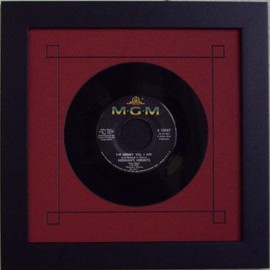 45 Single (6 7/8") Vinyl-Record Frame Featuring Red Mat Design and Solid Wood Black Matte Finish Frame