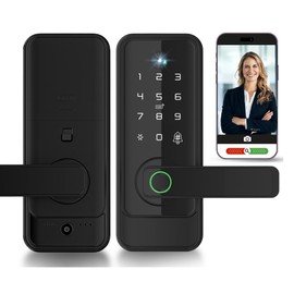 Smart Door Lock with Camera & Doorbill - Touchscreen Keypad - Keyless Entry Deadbolt, Easy Install, Fingerprint & Code Access, Compatible with Alexa/Google Home for Home/Office/Apartment, Black