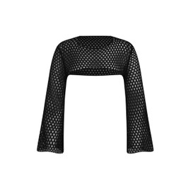 CIDER Women’s Shrugs Mesh Crop Tops Bolero Hollow Out Long Sleeve Crochet Sweater Bolero