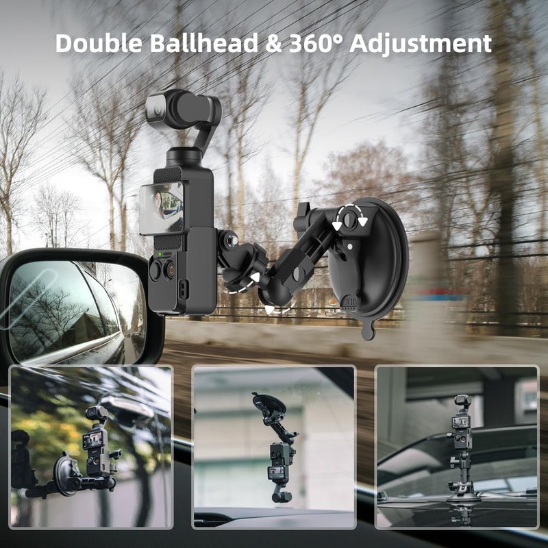 SUREWO Pocket 3 Suction Cup Mount, Car Mount Windshield Window