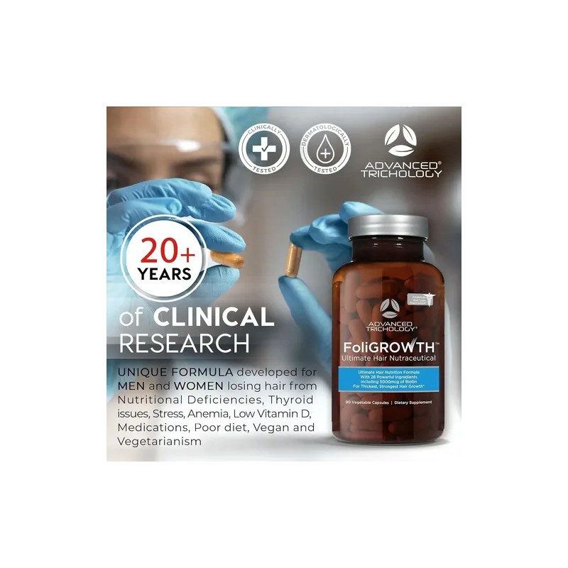 Advanced Trichology Foligrowth Hair Nutraceutical 90 Cáps Sin Sabor