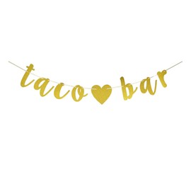 SNFHWL Taco Bar Banner, Gold Paper Sign For Mexican Themed Party Decoration Supplies