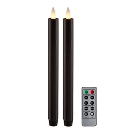 CozierGlow Flameless Taper Candles Flickering with Remote and Timer, 3D Moving Flame Taper Candle Battery Operated to 400 Hours, 9 Inch Window Candles, (Black)