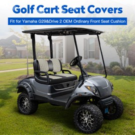 NOKINS Golf Cart Diamond Seat Covers Kit, Fit for Yamaha Drive/Drive 2 OEM Standard Front Seat Cushion, Golf Cart Vinyl Seat Cover, No Nails Required (Oyster Gray and Black)