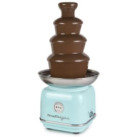 Nostalgia 4 Tier Electric Chocolate Fondue Fountain Machine for Parties - Melts Cheese, Queso, Candy, and Liqueur - Dip Strawberries, Apple Wedges, Vegetables, and More - 32-Ounce - Aqua