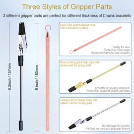 ATARASIA 3Pcs Bracelet Helper Tool - Quick Release Fastening Helpers Tool Hooks for Jewelry, Watch, Chain Bracelet Wearing - Easy to Put on Yourself - with Non-Slip Rubber Tips