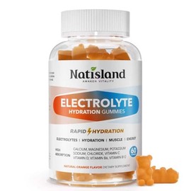Electrolyte Gummies for Hydration, Electrolyte Chewables for Kids & Adults, with Potassium, Magnesium, Calcium, Sodium, Chloride for Runners and Endurance Sports, Orange Flavor, Vegan, 60 Chews