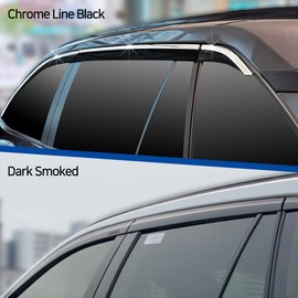 AUTOCLOVER Tape-On Rain Guards Window Visors 6 Pcs Set for Toyota Rav4 2019 2020 2021 2022 2023 2024 / Window Deflectors, Out-Channel Vent Shades (Chrome Line Black)