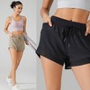 Double Layer Health Fit Sheer Shorts Pants Black S 2ea