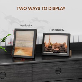 Heimlove 4x5 Metal Picture Frame,Black Aluminum Photo Frames-Real Tempered Glass,Tabletop Display,Mounting Horizontally or Vertically Decor for Wall-1Pack