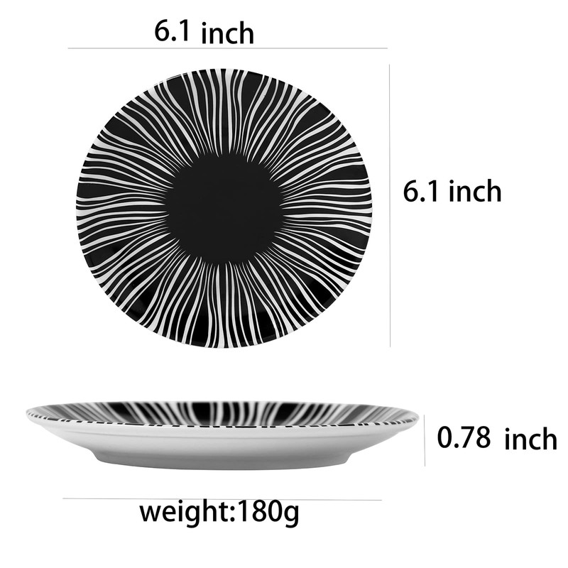 YUYHQCBT 6 Inch Set of 4 Assorted Designs, Porcelain Plates