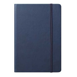 Eccolo Hardbound Writing Journal, Cool Jazz, 192 Pages of White Lined Paper with Elastic Band Closure, Lay Flat Design, Interior Gusset Pocket and Double Bookmarks (Navy Blue, 5.75-x-8.5 Inches)