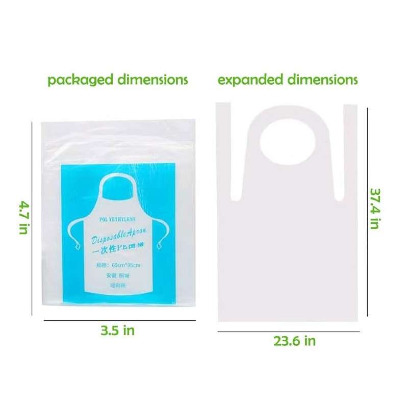 Bluelark Disposable Aprons (50 Count) Waterproof Plastic Apron For Painting,