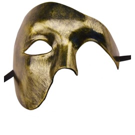 Lilwemen Mens Mask Masquerade Mask Phantom of The Opera Half Face Mask (Gold)