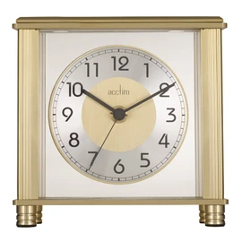 Acctim Hampden Mantel Clock Quartz Metal & Glass Floating Effect Energy Efficient Brass Effect