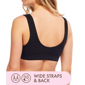 Carole Martin Full-Freedom Front Closure Wireless Cotton Bra-40 Black