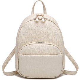 I IHAYNER Small Backpack for Teen Girl Vegan Leather Simple Multiple Zipper Pockets Mini Backpack Purse