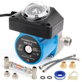 GOTOBMP Hot Water Recirculating Pump Kit, Circulation Pump, with Brass Sensor Valve Kit, 1/2’’ Stainless Steel Braided Hose, and Water Heater Timer for Tank Water Heaters