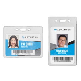 ADVANTUS Proximity Badge Holder, Horizontal, 3-3/8 x 2-3/8" Insert Size, Clear, Pack of 50 (75450)