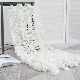 Hawesome 33Ft Artificial Flowers Hydrangea Garlands Silk Wisteria Vines Home Decor Party Wedding Garden Decoration Pack of 10 (White)