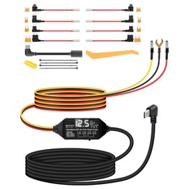 YANBORONSN Dash Cam Hardwire Kit with Multiple Size Fuses 12V-24V to 5V/3A USB-C Dashcam Hardwire Kit with Digital Display, Voltage Protection, Release Tool, Acc Mode (3.5 M/11.4 FT)