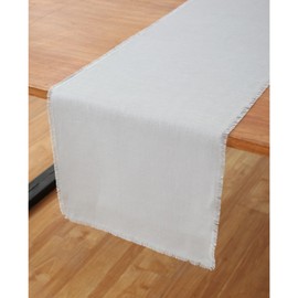 Solino Home Linen Light Grey Table Runner 72 Inches Long - Fringe, 100% Pure Linen 14 x 72 Inch Table Runner - Handcrafted and Machine Washable