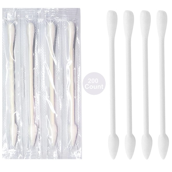 200 Count Individually Wrapped Cotton Swabs,Travel Cotton Swabs,Cotton Stick,Pointed Cotton