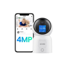 ZOSI 4MP Smart WiFi Security Camera,360° Pan/Tilt, 2-Way Video Calling, Human Detection, Night Vision,Plug in 2.4G/5G Dual-Band Home Cam, Cloud/SD Storage, Indoor Nanny/Elderly/Baby/Pet Dog Monitor