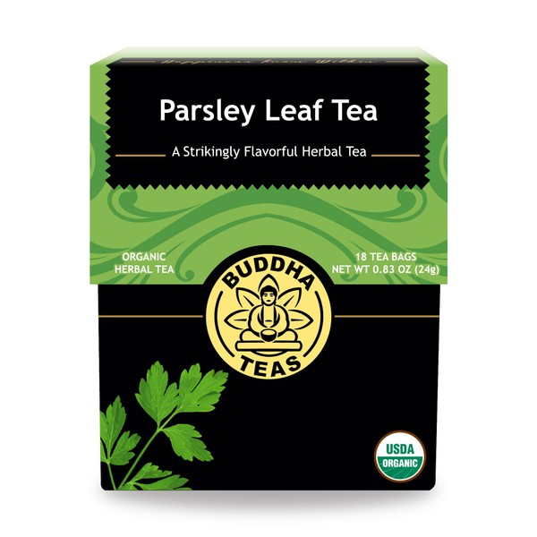 Organic Parsley Leaf Tea, 18 Bleach-Free Tea Bags – Caffeine Free, Source of Vitamins, Minerals, and Essential Nutrients, No GMOs – Soothes Indigestion and Supports Kidney Function and Detoxification