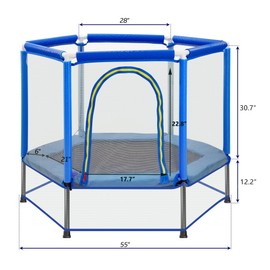 Merax Trampoline for Kids 55" Toddlers Trampoline 4.5 FT Indoor & Outdoor Small Toddler Trampoline Baby Trampoline Recreational Trampolines with Enclosure Net and Balls, Blue