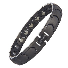 BEFOSHINN Germanium Magnetic Bracelet, Men's, Hematite Bracelet, Static Removal, Bracelet, Birth, Day, Gift, Anniversary Day, Popular, Adjustable Size, Static Electricity Removal (New Black),