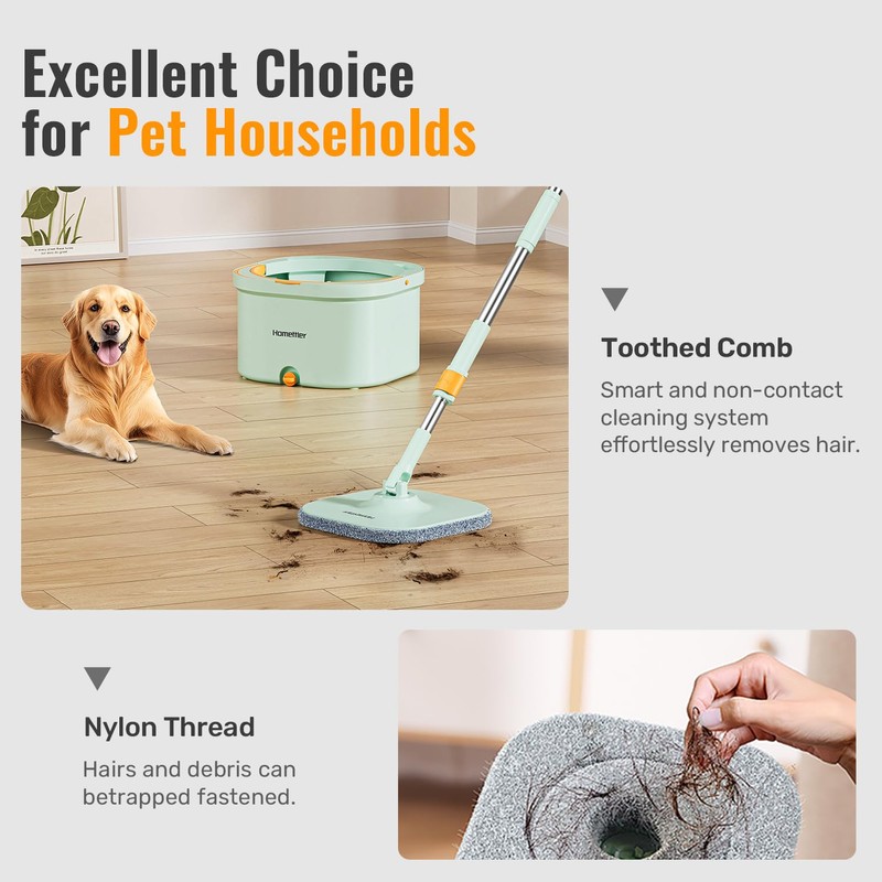 HoMettler Spin Mop and Bucket Set with Detachable Inner Mop