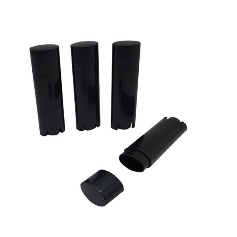 TOPWEL 4.5g Black Empty Plastic Oval Lip Balm Tubes (30PCS)