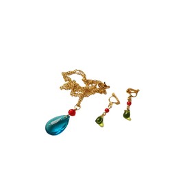 1791's lady Anime Earrings Necklace Hauru no Ugoku Shiro Cosplay Props Accessories Blue Earrings(Necklace+Ear Clips)