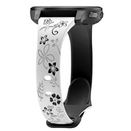 Laband 20mm Floral Engraved Watch Band Compatible with Garmin Vivoactive 6/Vivoactive 5/3/3 Music/Forerunner 570 42mm/165/55/245/645 Music, Soft Slim Silicone Cute Embossed Strap for Venu Sq 2/Venu