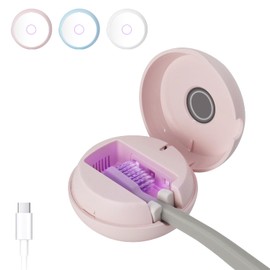 ELMWAY Toothbrush Holder, Toothbrush Cleaner Case, Portable USB Charging Toothbrush Cover with U V-C Light, Travel Toothbrush Holder (Pink, Small-With-Mirror)