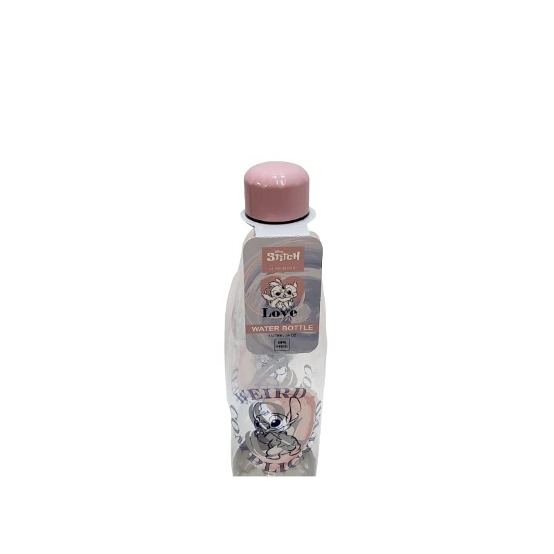 Divas World Lilo & Stitch Clear Water Bottle-1L-Reusable-Kids-Everyday Use-Durable Plastic-Leakproof-Gift