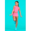 Destira Girls Gymnastic High Waisted Shorts, Neon Pink - Compression