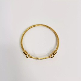 Fashion Jewelry B0034 Gold Tone Clear Rhinestones Cross Design Bling Simple Cuff Bangle Bracelet