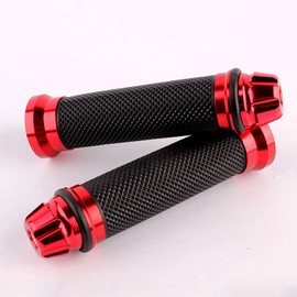 Evomosa Motorcycle Grips, Universal Motorcycle Grips, Aluminum Handlebar Ends 0.9 inches (22.2 mm), CNC Hand Grip, Left and Right Set, Red