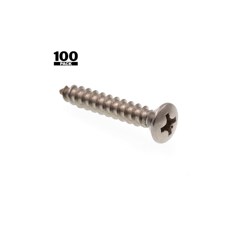 Prime-Line 9022968 Sheet Metal Screw, Self-Tapping, Oval Head Phillips, #8
