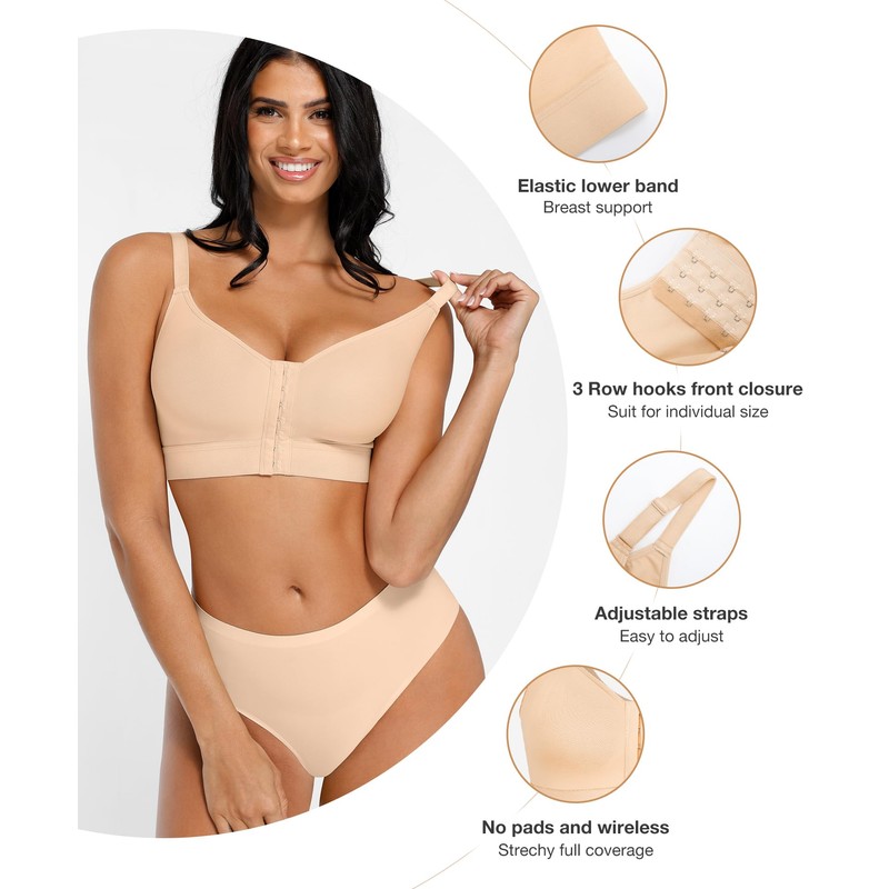 FeelinGirl para Mujeres Post-Surgical Minimizer Bra Breast Augmentation Easy-Care Wireless