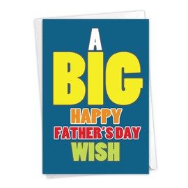 The Best Card Company - 1 Fathers Day Card for Dad, Pa, Pop, Daddy, Stepfathers with Envelope - Loving Notecard - Jumbo Big Father's Day Wish C3456FDG