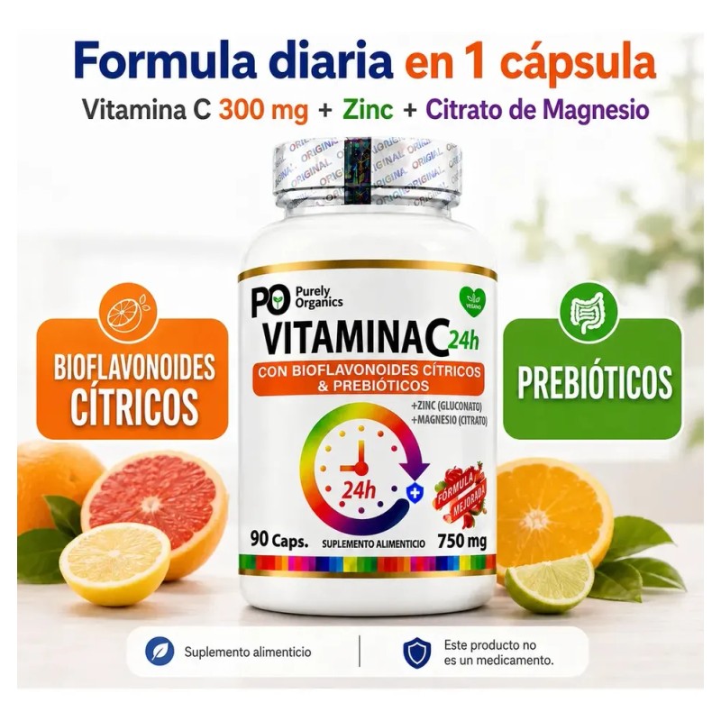 Vitamina C24h De Liberación Prolongada | 90 Cápsulas | Purely